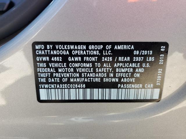 Photo 11 VIN: 1VWCN7A32EC026456 - VOLKSWAGEN PASSAT 