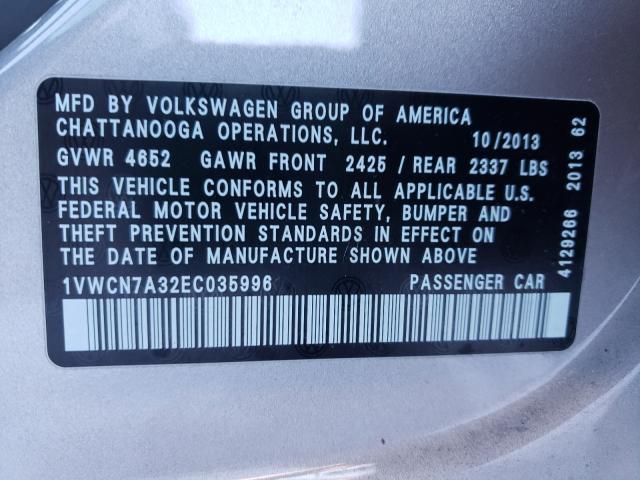 Photo 9 VIN: 1VWCN7A32EC035996 - VOLKSWAGEN PASSAT 