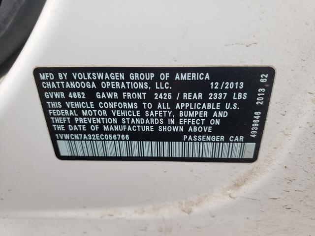 Photo 9 VIN: 1VWCN7A32EC056766 - VOLKSWAGEN PASSAT 