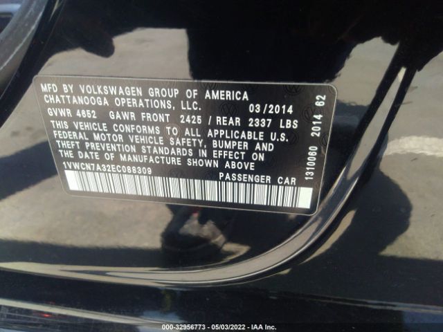 Photo 8 VIN: 1VWCN7A32EC088309 - VOLKSWAGEN PASSAT 