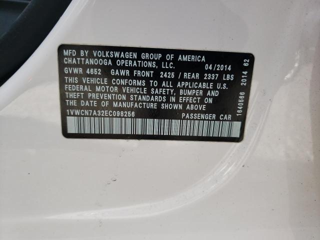 Photo 11 VIN: 1VWCN7A32EC098256 - VOLKSWAGEN PASSAT 