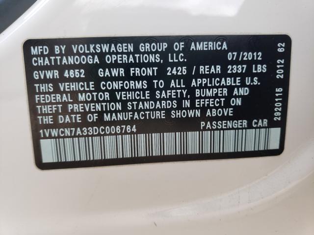 Photo 10 VIN: 1VWCN7A33DC006764 - VOLKSWAGEN PASSAT 