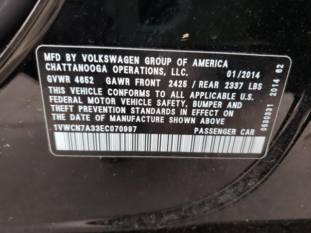 Photo 9 VIN: 1VWCN7A33EC070997 - VOLKSWAGEN PASSAT 