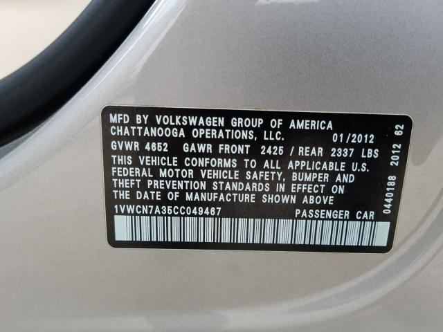 Photo 9 VIN: 1VWCN7A35CC049467 - VOLKSWAGEN PASSAT 