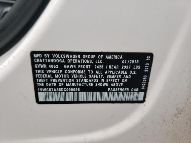 Photo 11 VIN: 1VWCN7A35DC090098 - VOLKSWAGEN PASSAT 