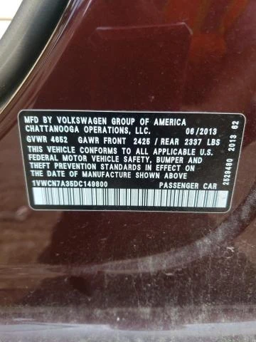 Photo 12 VIN: 1VWCN7A35DC149800 - VOLKSWAGEN PASSAT 