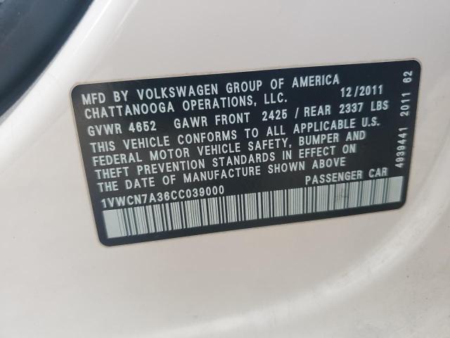 Photo 11 VIN: 1VWCN7A36CC039000 - VOLKSWAGEN PASSAT 