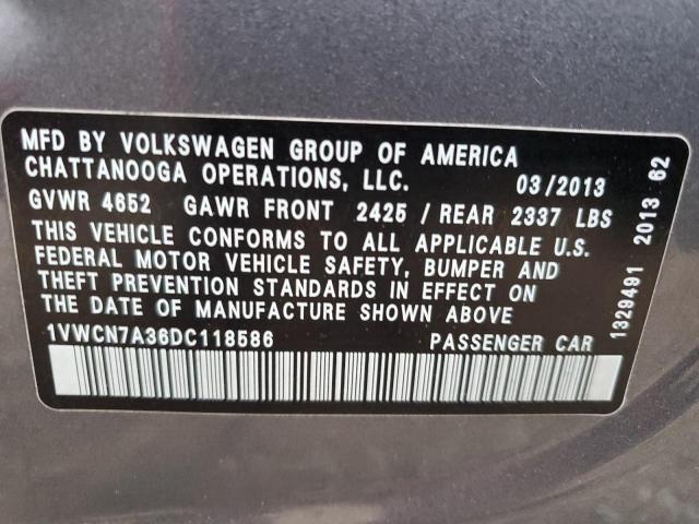 Photo 11 VIN: 1VWCN7A36DC118586 - VOLKSWAGEN PASSAT SEL 