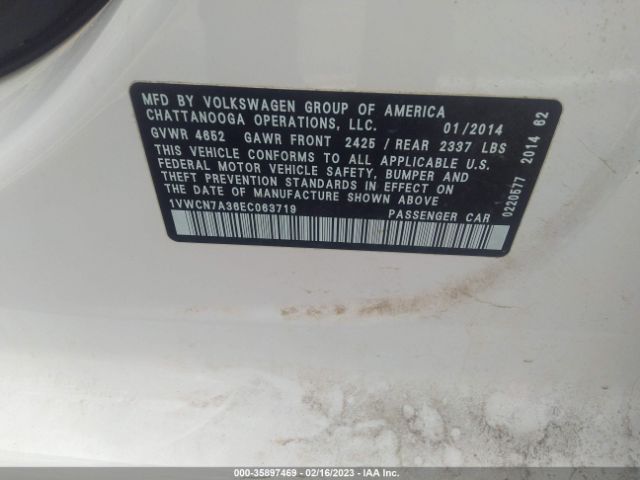 Photo 8 VIN: 1VWCN7A36EC063719 - VOLKSWAGEN PASSAT 