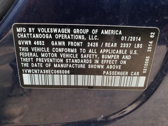 Photo 9 VIN: 1VWCN7A36EC065096 - VOLKSWAGEN PASSAT 