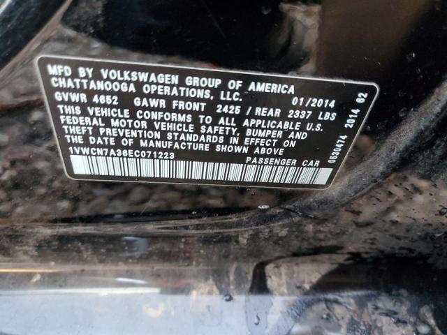 Photo 11 VIN: 1VWCN7A36EC071223 - VOLKSWAGEN PASSAT 