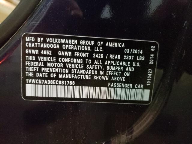 Photo 9 VIN: 1VWCN7A36EC081766 - VOLKSWAGEN PASSAT 