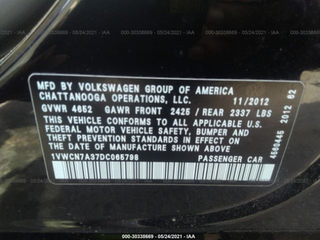 Photo 8 VIN: 1VWCN7A37DC065798 - VOLKSWAGEN PASSAT 