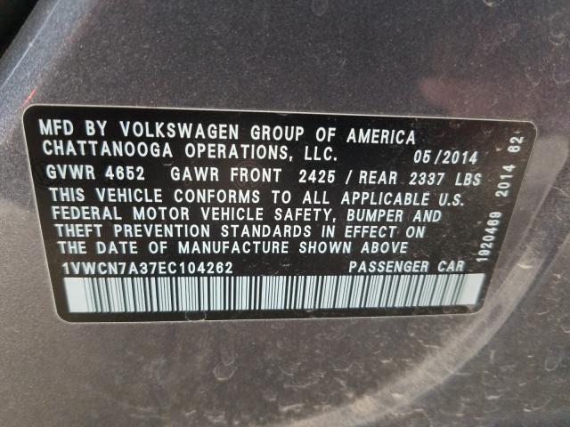 Photo 9 VIN: 1VWCN7A37EC104262 - VOLKSWAGEN PASSAT 