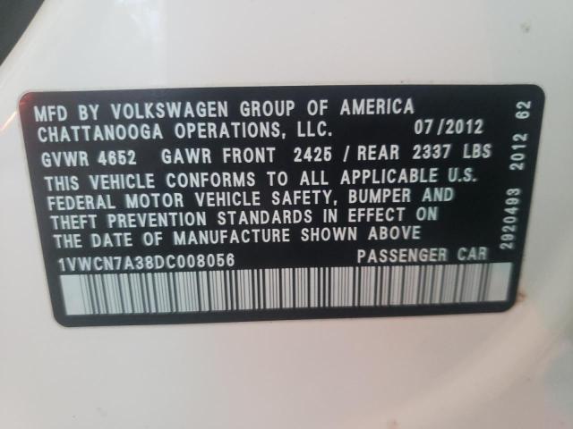 Photo 9 VIN: 1VWCN7A38DC008056 - VOLKSWAGEN PASSAT 