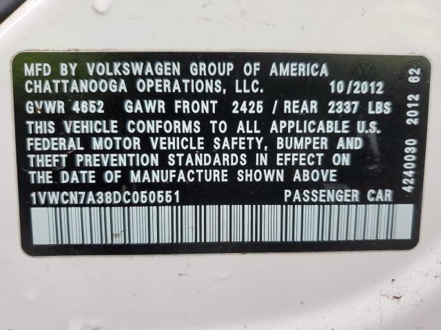 Photo 11 VIN: 1VWCN7A38DC050551 - VOLKSWAGEN PASSAT 