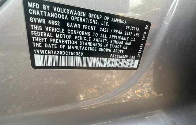 Photo 9 VIN: 1VWCN7A38DC150360 - VOLKSWAGEN PASSAT 