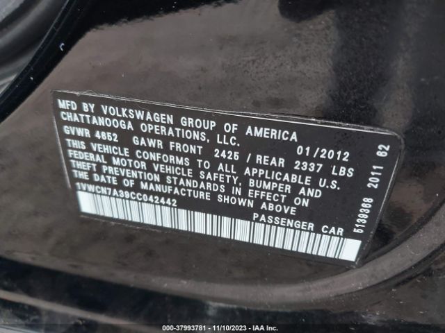 Photo 8 VIN: 1VWCN7A39CC042442 - VOLKSWAGEN PASSAT 