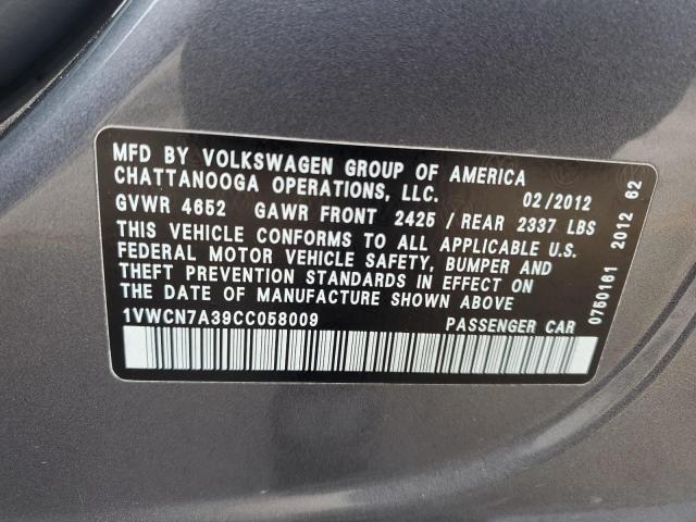 Photo 11 VIN: 1VWCN7A39CC058009 - VOLKSWAGEN PASSAT 