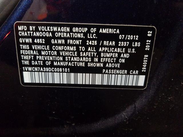 Photo 9 VIN: 1VWCN7A39DC008101 - VOLKSWAGEN PASSAT 