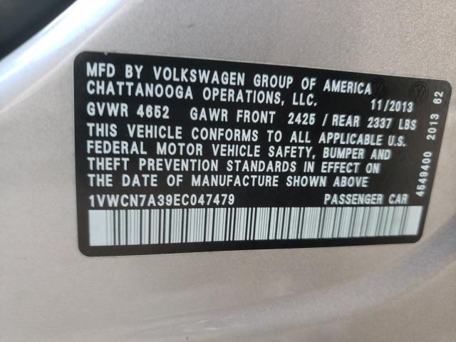 Photo 9 VIN: 1VWCN7A39EC047479 - VOLKSWAGEN PASSAT 