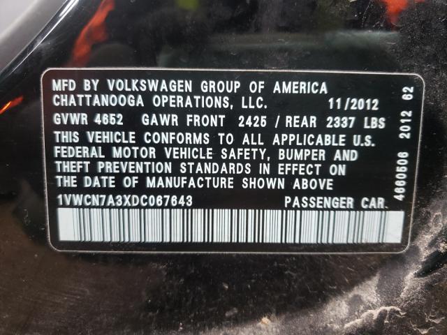 Photo 9 VIN: 1VWCN7A3XDC067643 - VOLKSWAGEN PASSAT 