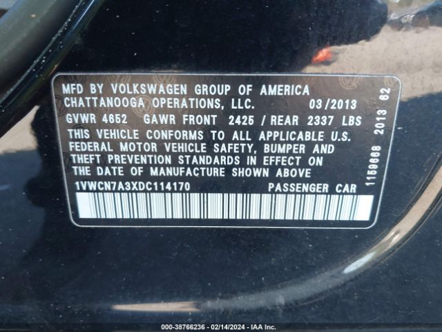 Photo 8 VIN: 1VWCN7A3XDC114170 - VOLKSWAGEN PASSAT 