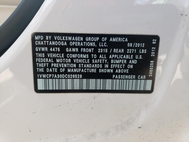 Photo 9 VIN: 1VWCP7A30DC026528 - VOLKSWAGEN PASSAT 