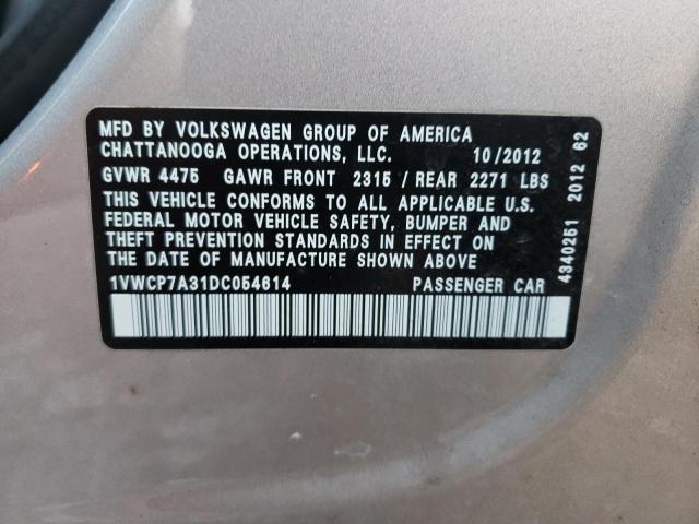 Photo 9 VIN: 1VWCP7A31DC054614 - VOLKSWAGEN PASSAT 