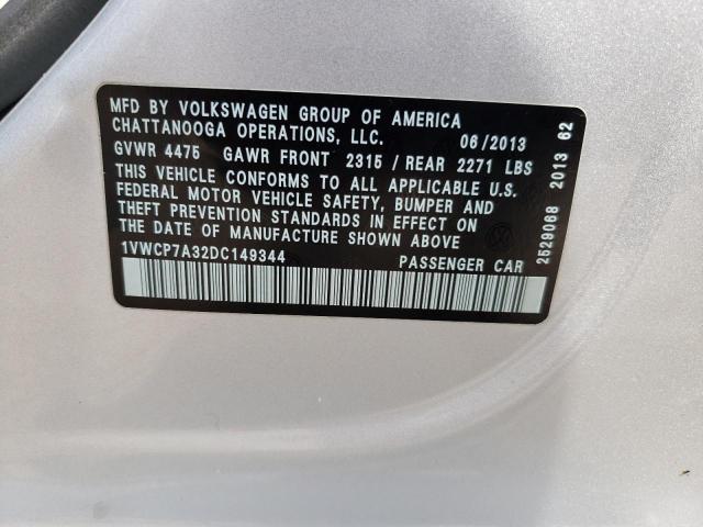 Photo 11 VIN: 1VWCP7A32DC149344 - VOLKSWAGEN PASSAT 