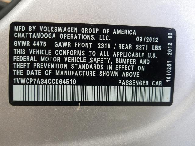 Photo 9 VIN: 1VWCP7A34CC064519 - VOLKSWAGEN PASSAT 