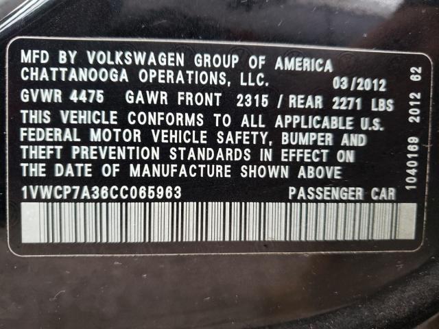 Photo 9 VIN: 1VWCP7A36CC065963 - VOLKSWAGEN PASSAT 