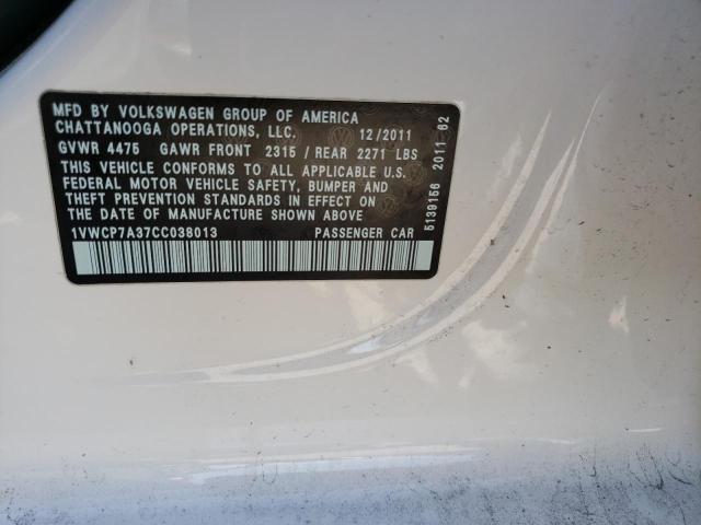 Photo 11 VIN: 1VWCP7A37CC038013 - VOLKSWAGEN PASSAT 