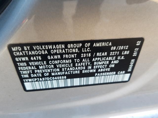 Photo 9 VIN: 1VWCP7A37DC040586 - VOLKSWAGEN PASSAT 