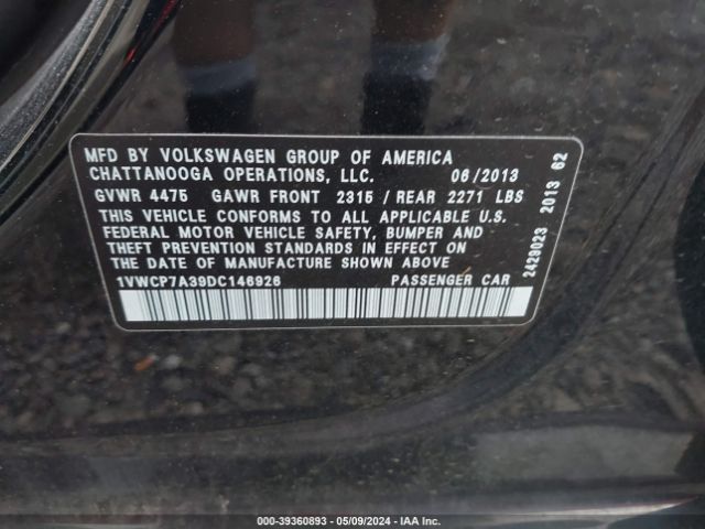 Photo 8 VIN: 1VWCP7A39DC146926 - VOLKSWAGEN PASSAT 