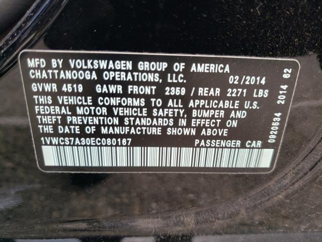 Photo 9 VIN: 1VWCS7A30EC080167 - VOLKSWAGEN PASSAT 