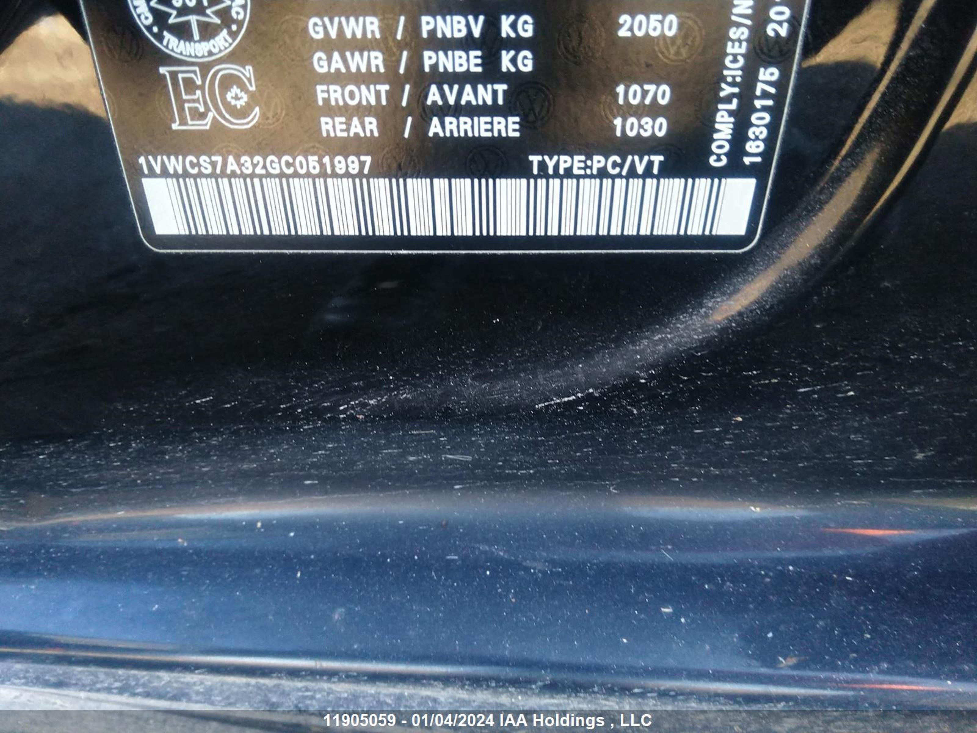 Photo 8 VIN: 1VWCS7A32GC051997 - VOLKSWAGEN PASSAT 