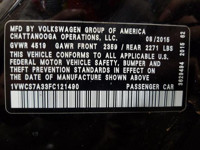 Photo 9 VIN: 1VWCS7A33FC121490 - VOLKSWAGEN PASSAT 