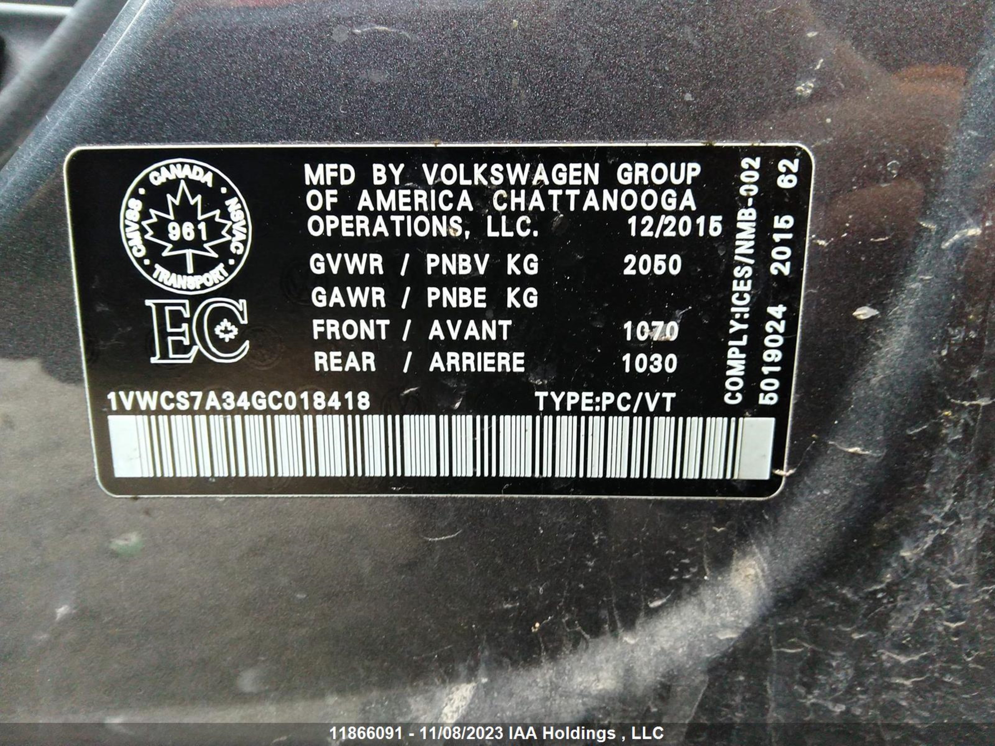 Photo 8 VIN: 1VWCS7A34GC018418 - VOLKSWAGEN PASSAT 