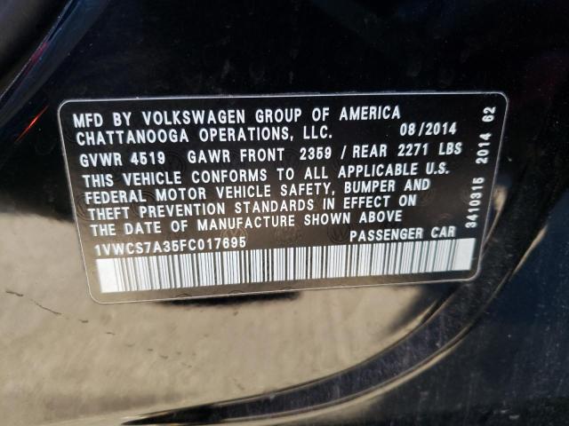 Photo 9 VIN: 1VWCS7A35FC017695 - VOLKSWAGEN PASSAT 