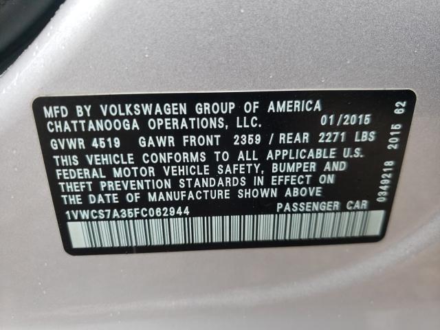 Photo 9 VIN: 1VWCS7A35FC062944 - VOLKSWAGEN PASSAT 