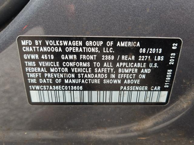 Photo 9 VIN: 1VWCS7A36EC013606 - VOLKSWAGEN PASSAT 