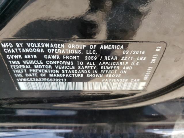 Photo 11 VIN: 1VWCS7A37FC073217 - VOLKSWAGEN PASSAT 