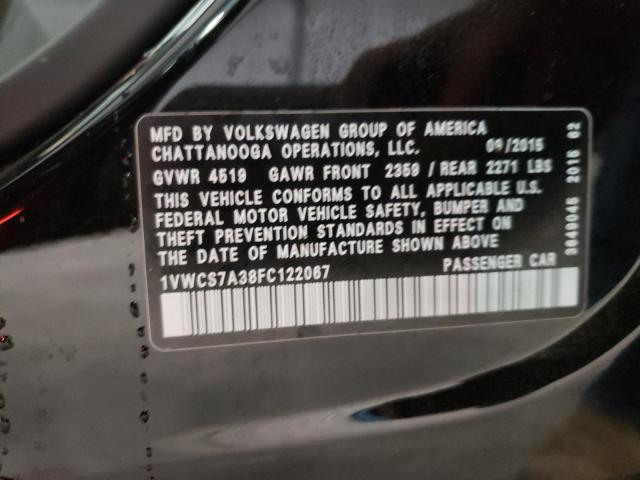 Photo 9 VIN: 1VWCS7A38FC122067 - VOLKSWAGEN PASSAT 