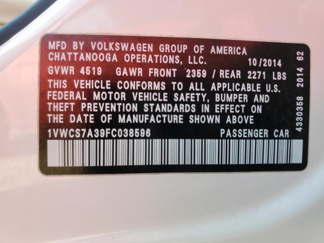 Photo 11 VIN: 1VWCS7A39FC038596 - VOLKSWAGEN PASSAT 