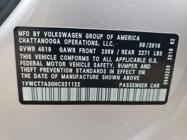 Photo 11 VIN: 1VWCT7A30HC021122 - VOLKSWAGEN PASSAT 