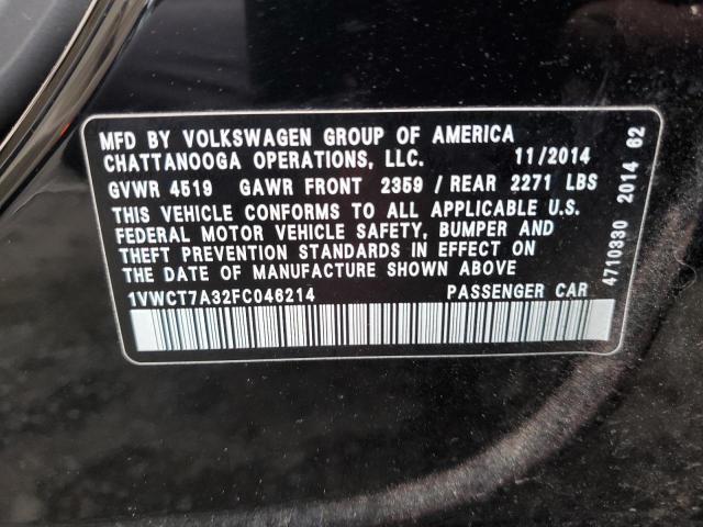 Photo 9 VIN: 1VWCT7A32FC046214 - VOLKSWAGEN PASSAT 