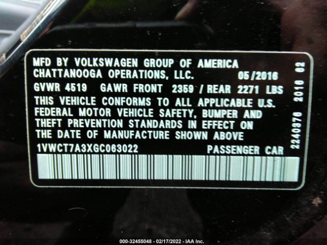 Photo 8 VIN: 1VWCT7A3XGC063022 - VOLKSWAGEN PASSAT 