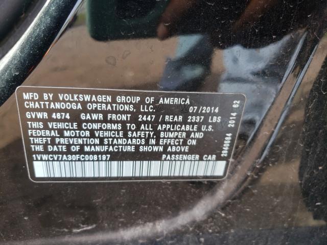 Photo 9 VIN: 1VWCV7A30FC008197 - VOLKSWAGEN PASSAT 