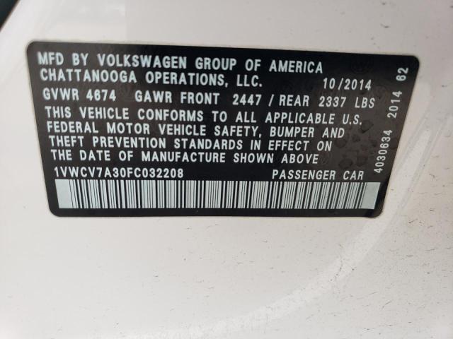 Photo 11 VIN: 1VWCV7A30FC032208 - VOLKSWAGEN PASSAT 